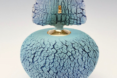Turquoise dekselpot met stele - Jolanda Verdegaal